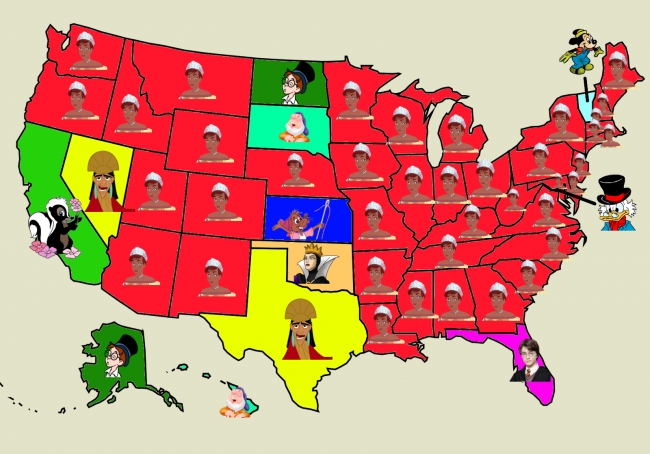 Favorite Disney characters by state