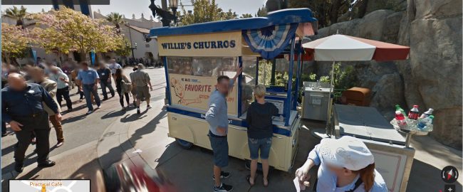 A churro cart at Disney's California Adventure. Photo copyright 2018 Google / Street View.