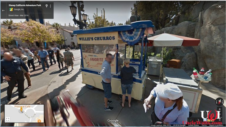 A churro cart at Disney's California Adventure. Photo copyright 2018 Google / Street View.
