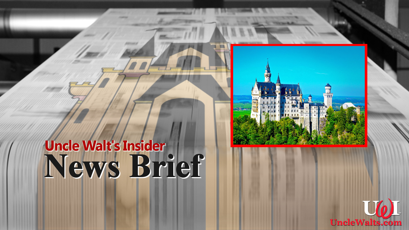 Neuschwanstein Castle, the centerpiece of the new Disneyland Bavaria. Inset photo by Preetam Chakraborty [CC BY-SA 4.0] via Wikimedia Commons.