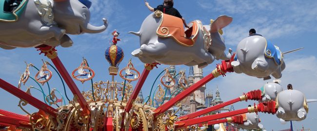 Dumbo the Flying Elephant, visiting Shanghai. Photo by Jeremy Thompson [CC BY 2.0] via Flikr.