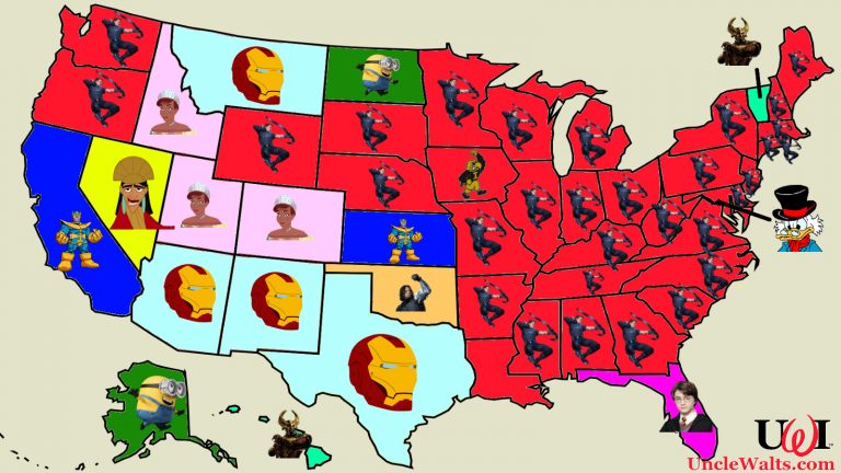 Favorite Marvel character by state. Copyright 2018 Uncle Walt's Insider.
