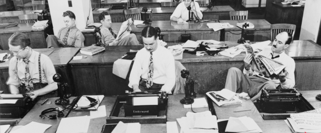 Uncle Walt's Insider newsroom back in the heyday of the 1940's. Public domain, courtesy of Pixabay.