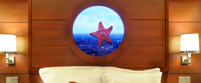 Not-So-Magical Porthole aboard the Disney Dreamship. Photo © 2012 Disney, if you can still believe anything they say.