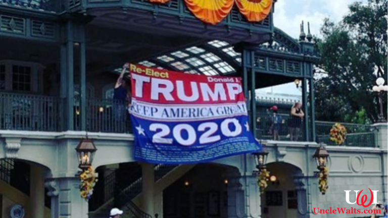 Disney's new political advertising in their theme parks. Photo by shelbypickitt via Instagram.
