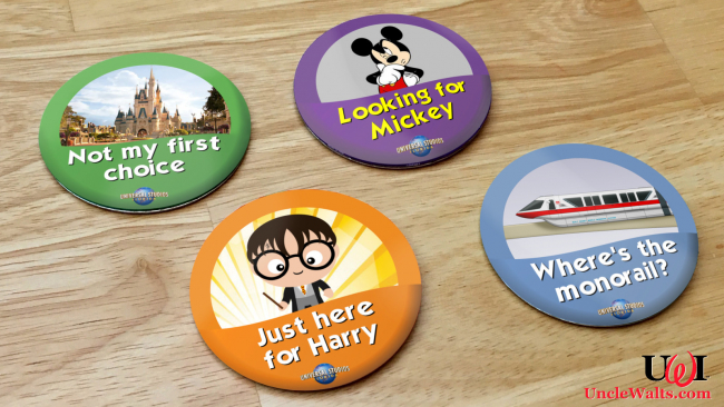 The free "celebration" buttons at Universal Orlando.