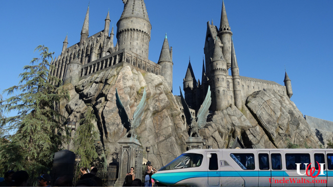 The monorail goodwill tour visits the Wizarding World of Harry Potter at Universal Hollywood. Photo by Jeremy Thompson [CC BY 2.0] via Flickr.
