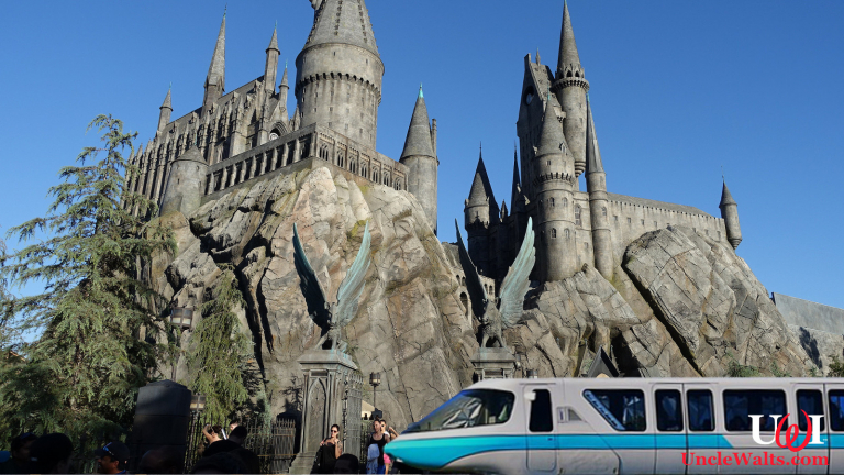 The monorail goodwill tour visits the Wizarding World of Harry Potter at Universal Hollywood. Photo by Jeremy Thompson [CC BY 2.0] via Flickr.