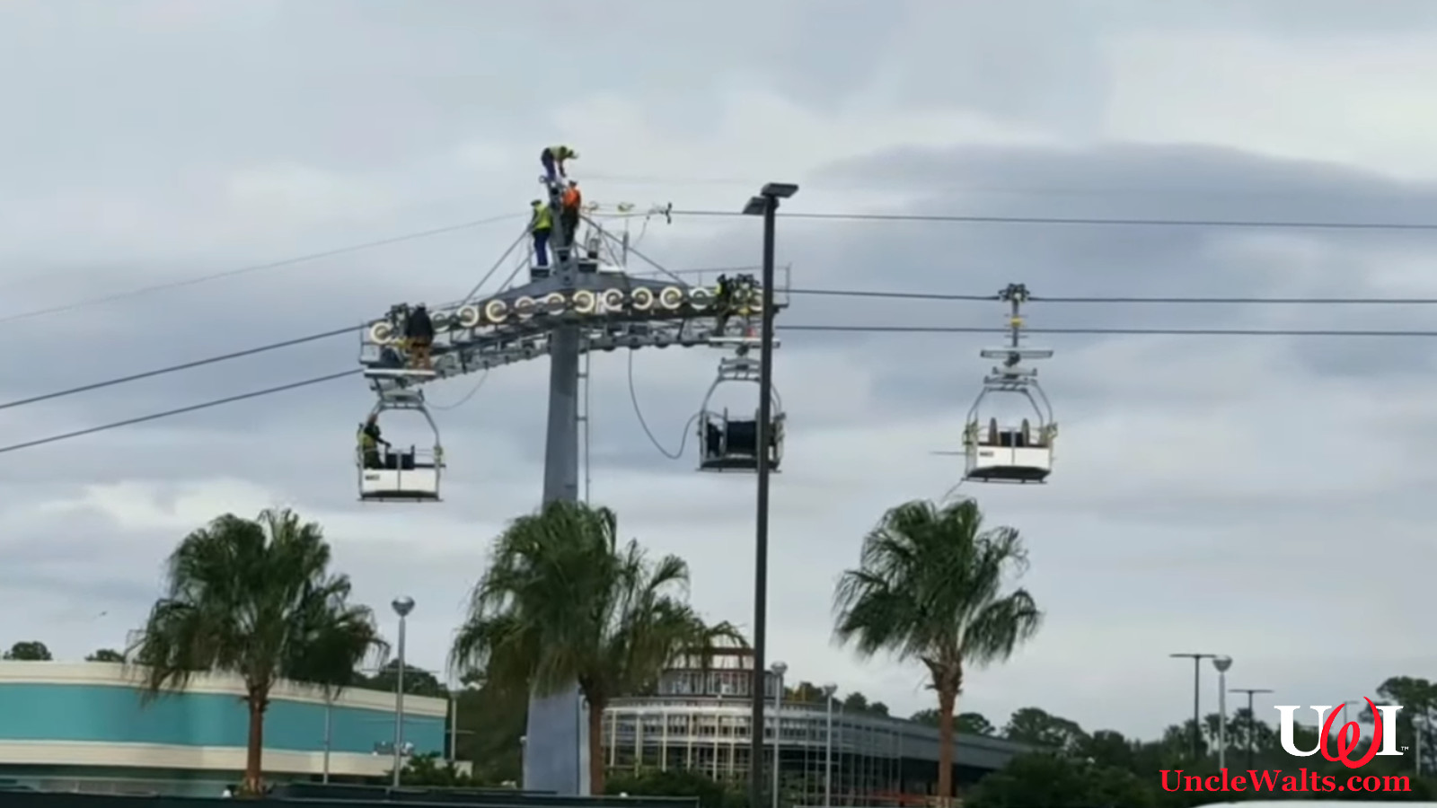 The new open-air gondola cars on the Disney Skyliner. Video still courtesy Passport to the Parks via YouTube.