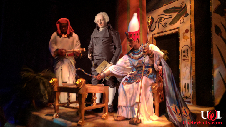John Adams joins Spaceship Earth. Photo by Cory Doctorow [CC BY-SA 2.0] via Flickr; Adams animatronic by Gallery of Historic Figures.