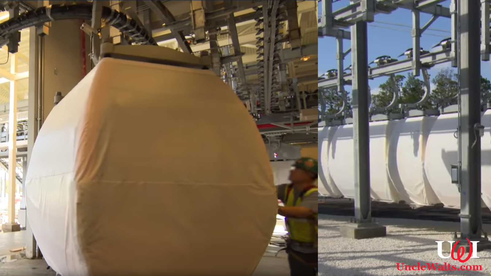 The new, boring appearance of Disney Skyliner cars. Images © 2019 Disney Parks via YouTube.
