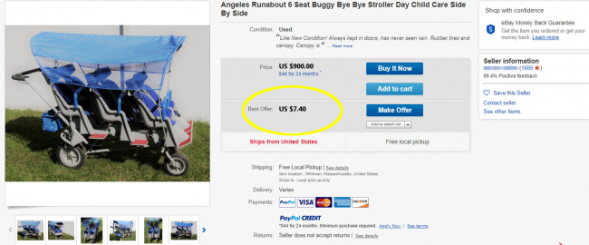 A non-Disney-friendly, and therefore worthless, stroller. Photo courtesy eBay.