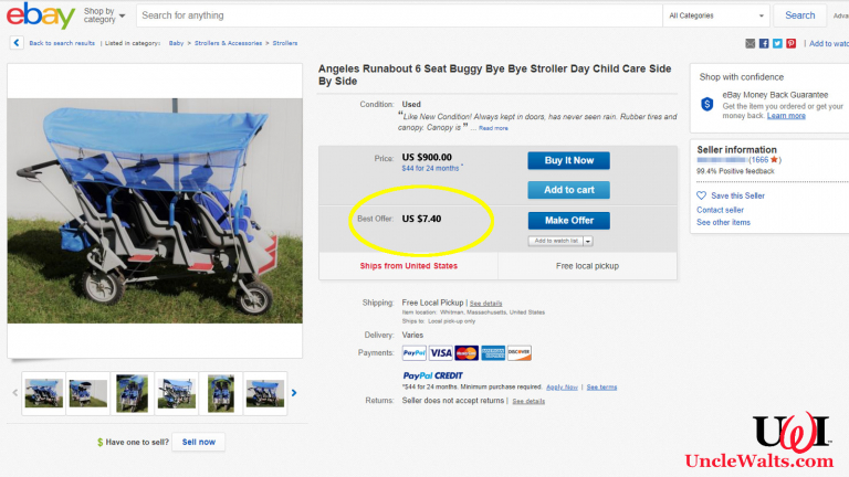 A non-Disney-friendly, and therefore worthless, stroller. Photo courtesy eBay.