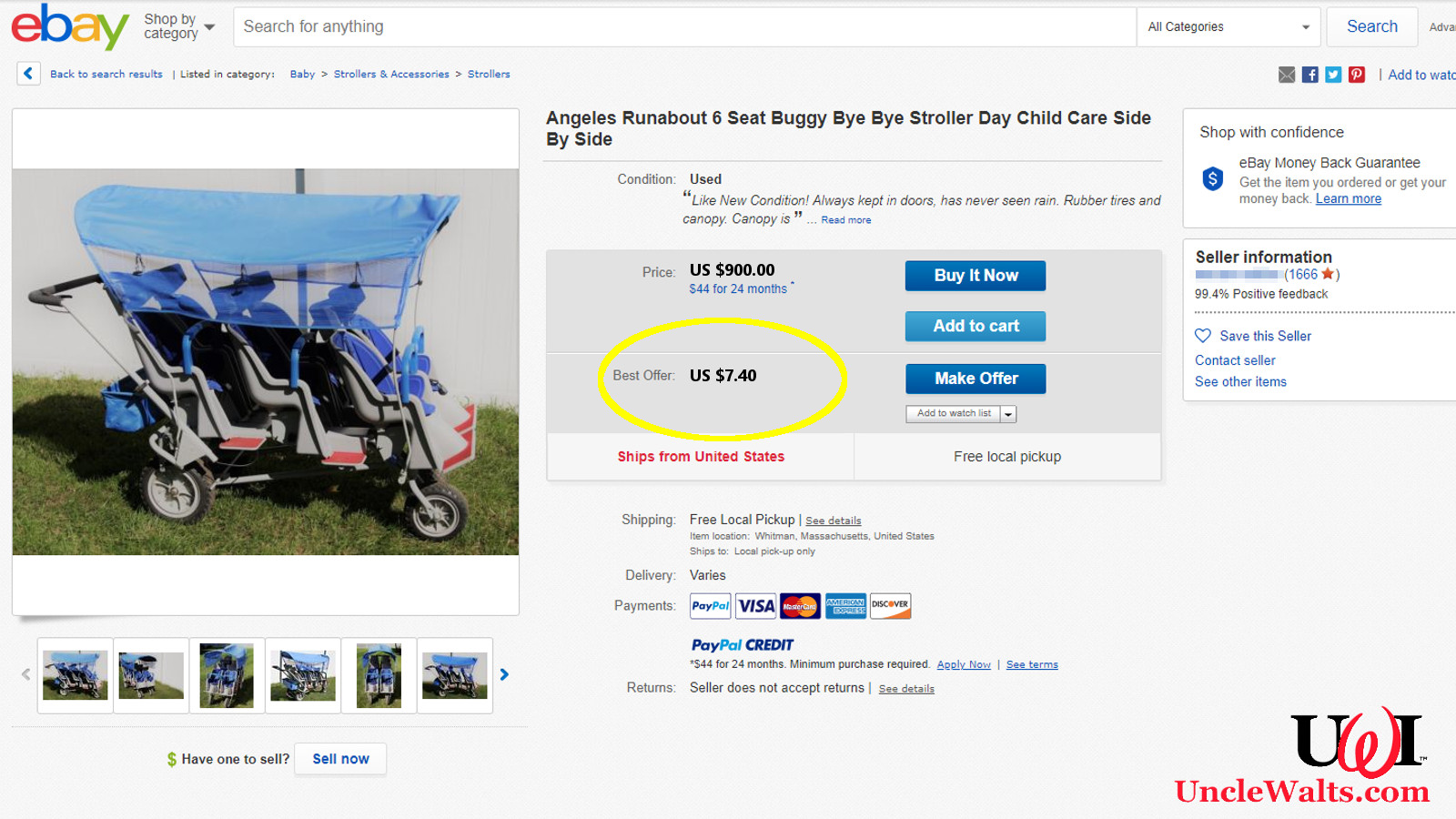 A non-Disney-friendly, and therefore worthless, stroller. Photo courtesy eBay.