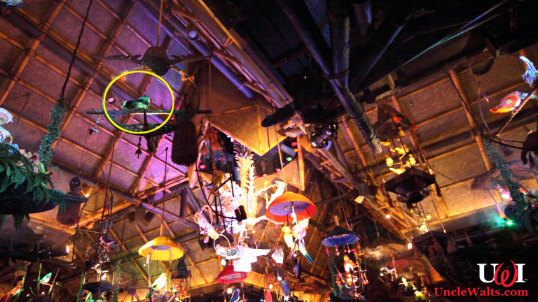 Dead parrot tribute at the Enchanted Tiki Room. Photo by Sam Howzit [CC BY 2.0] via Flickr.