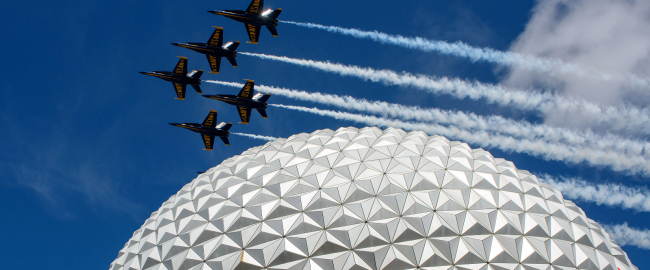 Aircraft about to land at Walt Disney World's new airport. Photo by Todd Anderson, courtesy Disney Parks Blog.