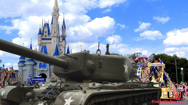 Disney is adding military might to its parades! Photo by Jennifer Lynn [CC BY 2.0] via Flickr & chuckgray via Pixabay.
