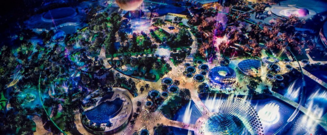 Epcot's Future World, after everything is put back. Photo courtesy Disney (the company).