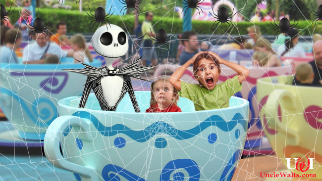 Jack Skellington joins the Teacup ride! Photo by William Warby [CC BY 2.0] via Flickr.