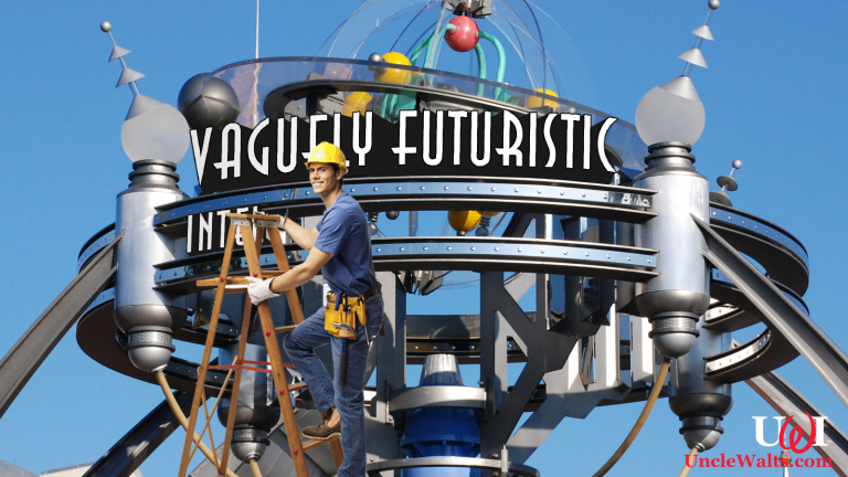 A new name appears over the former Tomorrowland. Photo by SteamFan [CC BY-SA 3.0] via Wikimedia, & KissPNG.