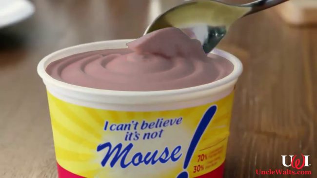 Tastes just like mouse to us! Video still from BEST TV ADS COMPILATIONS via YouTube, modified.