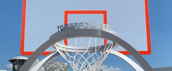 Nothing but net! And a backboard. And the new Tomorrowland sign. Photo by wdwnt.com.