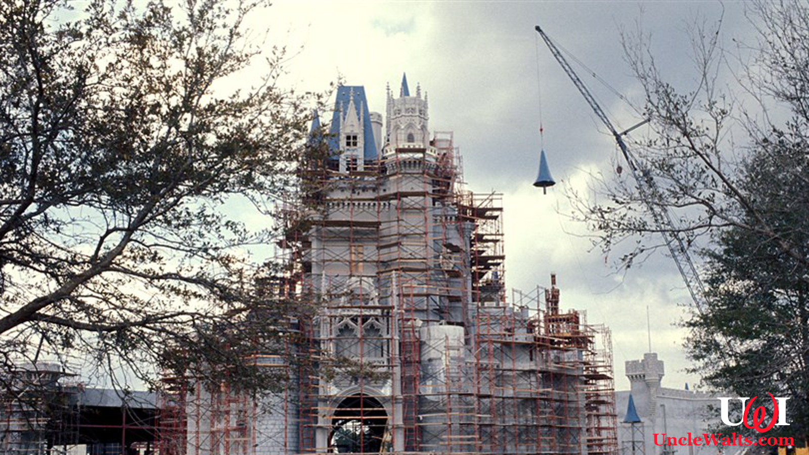 Cinderella Castle is almost reassembled after the threat from Hurricane Dorian. Photo by Disney via NBC News.