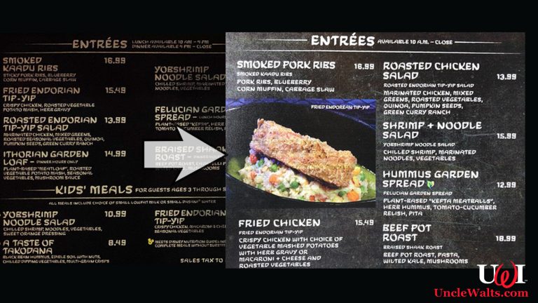 The temporary menu change caused by an embargo on alien ingredients. Photo by paleodisney.net & jedinews.co.uk.