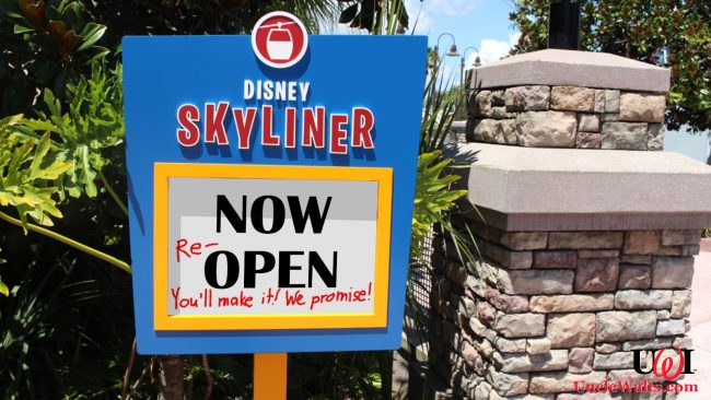 Empty promises on a Skyliner sign. Photo by wdwnt.com.