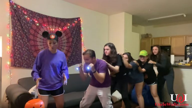 Jafar's snake menaces Mickey, who is about to discover the magic pumpkin. Screenshot from video posted by Peyton Lumley via YouTube. It's seriously awesome, watch the whole thing!