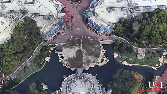 Where Cinderella Castle used to be. Photo © 2020 Google Earth (modified a bit).