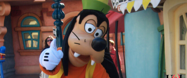 Goofy, shortly after being appointed CEO. We're assuming Toon Town is in shambles now. Photo by Loren Javier [CC BY-ND 2.0] via Flickr.