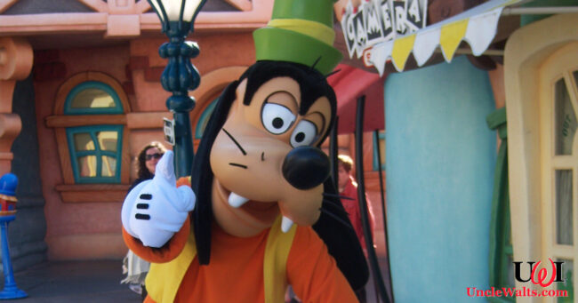 Goofy, shortly after being appointed CEO. We're assuming Toon Town is in shambles now. Photo by Loren Javier [CC BY-ND 2.0] via Flickr.