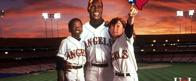 In a heartwarming moment from Angels in the Outfield (1994), a young Joseph Gordon-Levitt shows Danny Glover where the team should move. Photo © 1994 Disney.