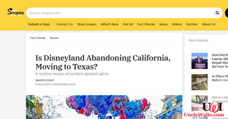You know we wear it as a badge of honor when Snopes debunks us, right? Photo source: Snopes.com.