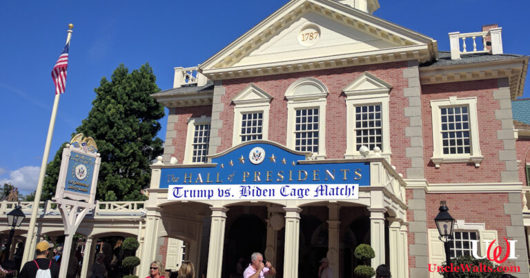 The new Hall of Presidents, featuring a Trump vs. Biden Animatronic Cage Fight. Photo by elisfkc [CC BY-SA 2.0] via Wikimedia.