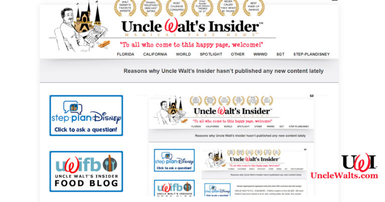 Reasons why Uncle Walt’s Insider hasn’t published any new content lately